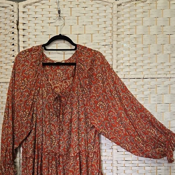 Romantic Gypsy Boho Dress with Tie Front - Picture 4 of 7